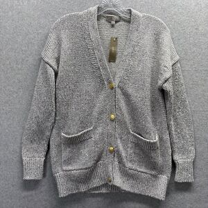 J Crew Cardigan Women’s XXS Gray Sequin Lame Metallic Sweater Yarn Knit